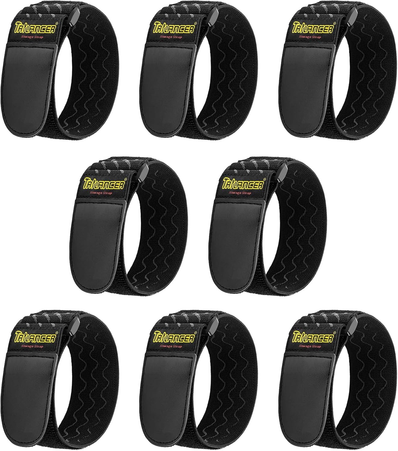 Trilancer Elastic Cinch Straps with Anti-Slip Strips, 12 "x 12(8 pcs), Black
