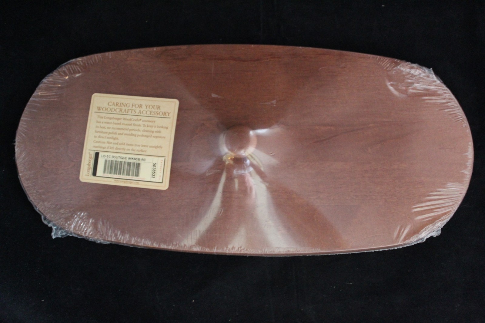 Longaberger Rich Brown Scalloped Boutique Basket Wood Lid with Knob #5038533 NEW