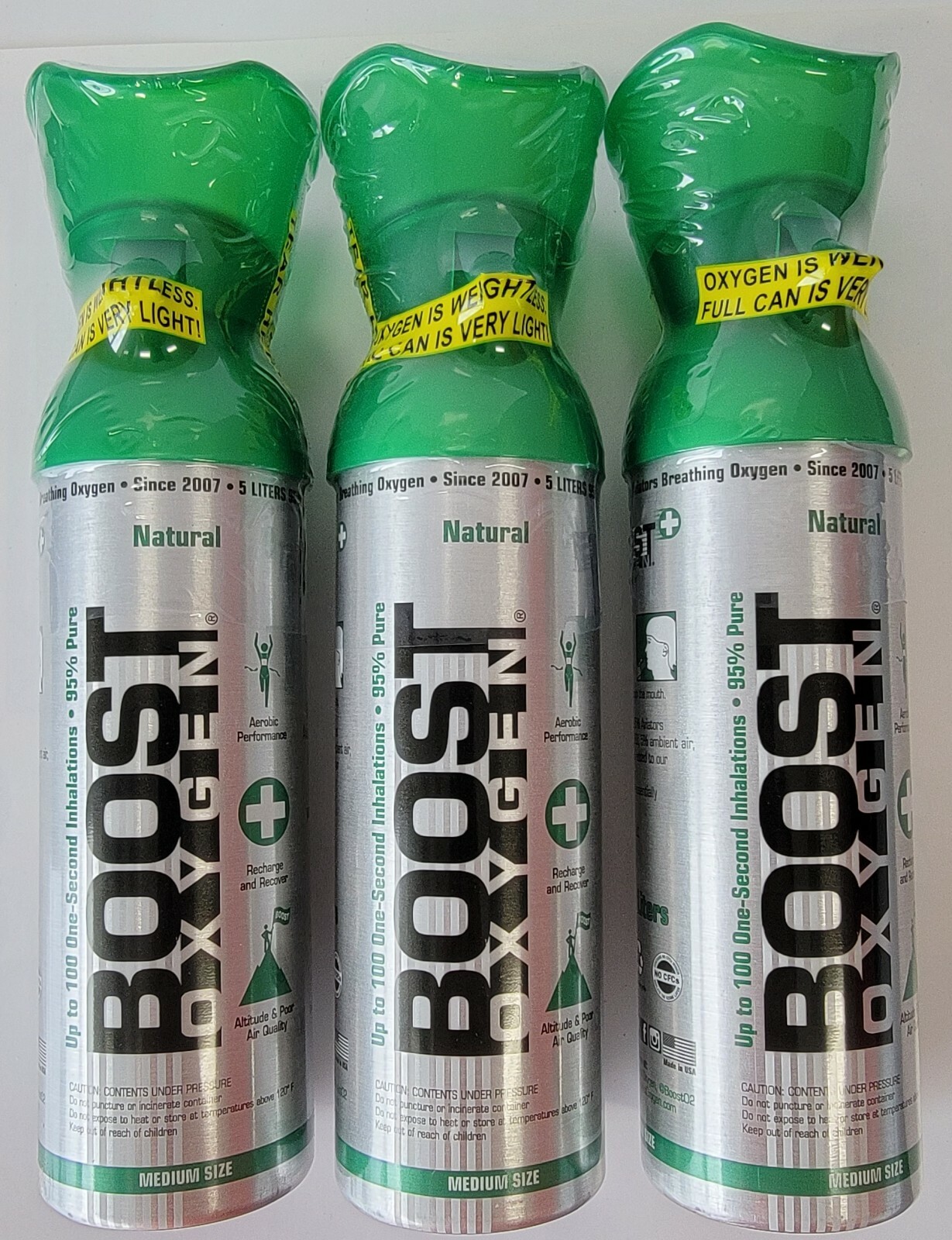 Boost Oxygen 95% Pure Oxygen Natural - Medium 5 Litrers (Pack of 3)