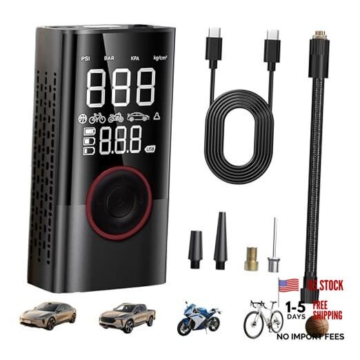 Tire Inflator, Cordless Tire Air Compressor with LED & 150PSI Digital Pressure