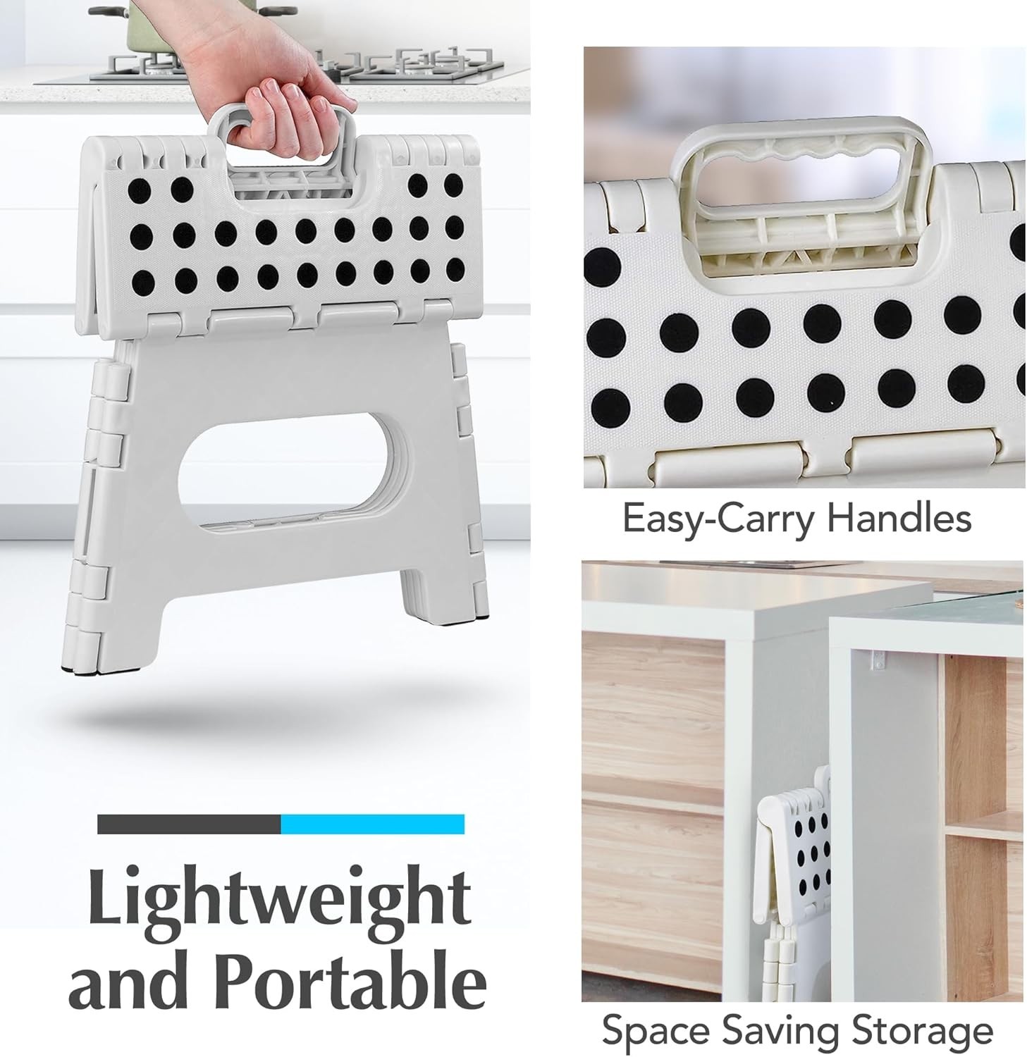Versatile 9-Inch Folding Step Stool - Perfect for Kitchen, Bathroom, and More