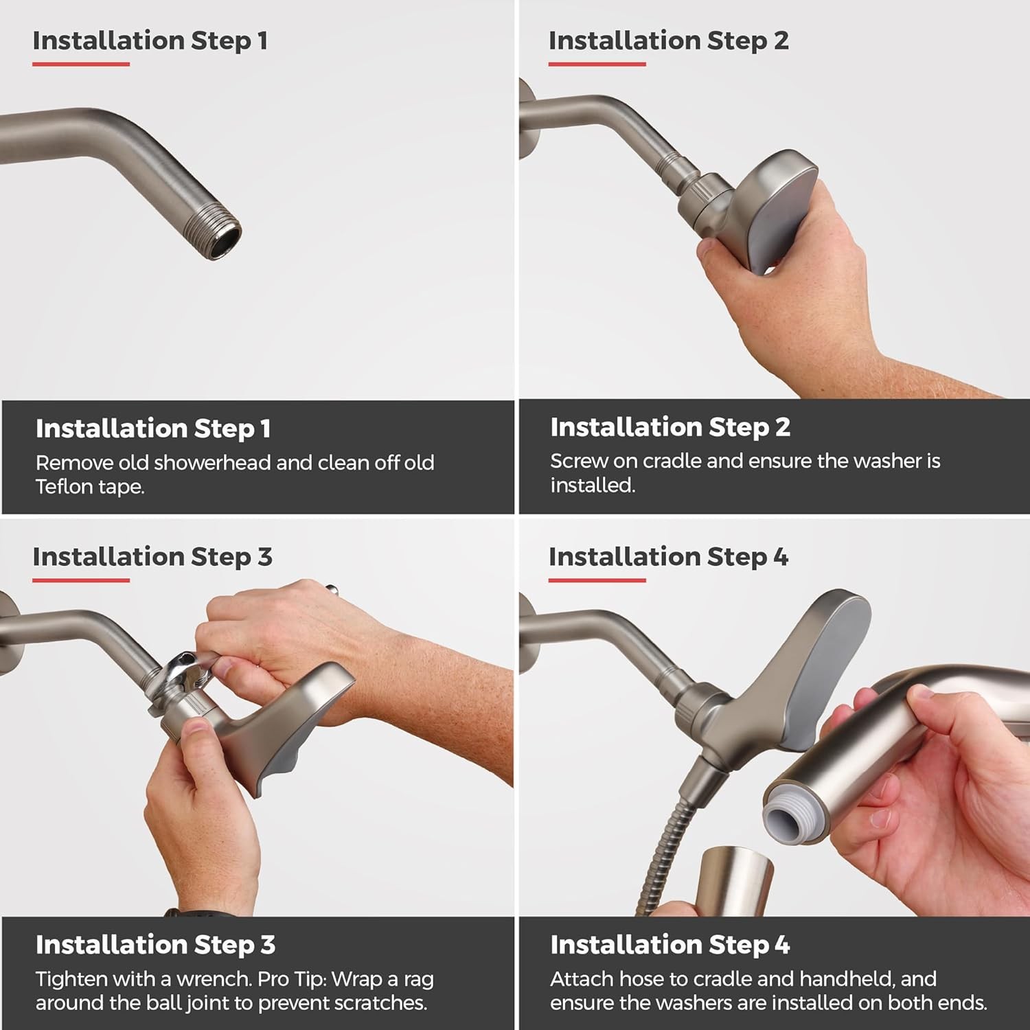 HydroFuse Handheld Shower Head with Magnetic Docking 6-Function High Pressure