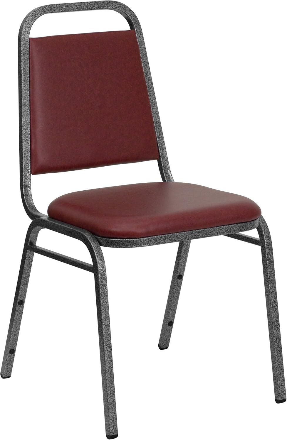 HERCULES Series Trapezoidal Back Stacking Banquet Chair in Burgundy Vinyl Silver