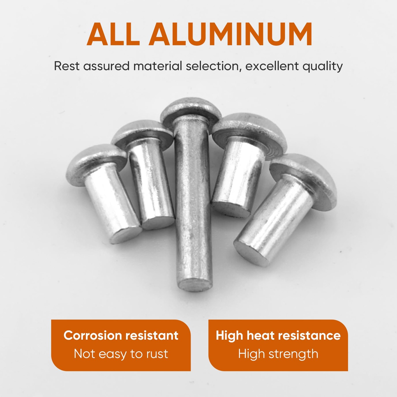 3/16" Diameter X 1/2" Length Solid Aluminum Brazier Head Rivets,Aluminum Boat...