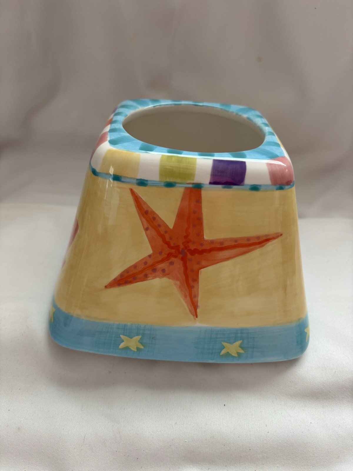 Maret Village Candle Porcelain Candle Shade Topper Beach Motif 6”