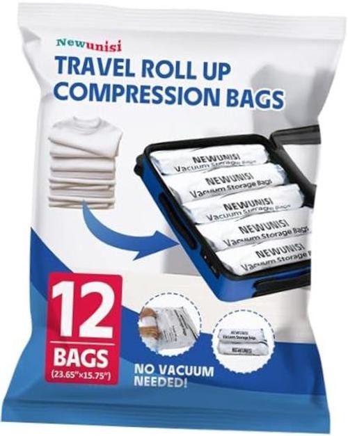 -Piece Travel Vacuum Storage Bags—Roll-Up Compression Bags 12 COMBO TRAVEL 12