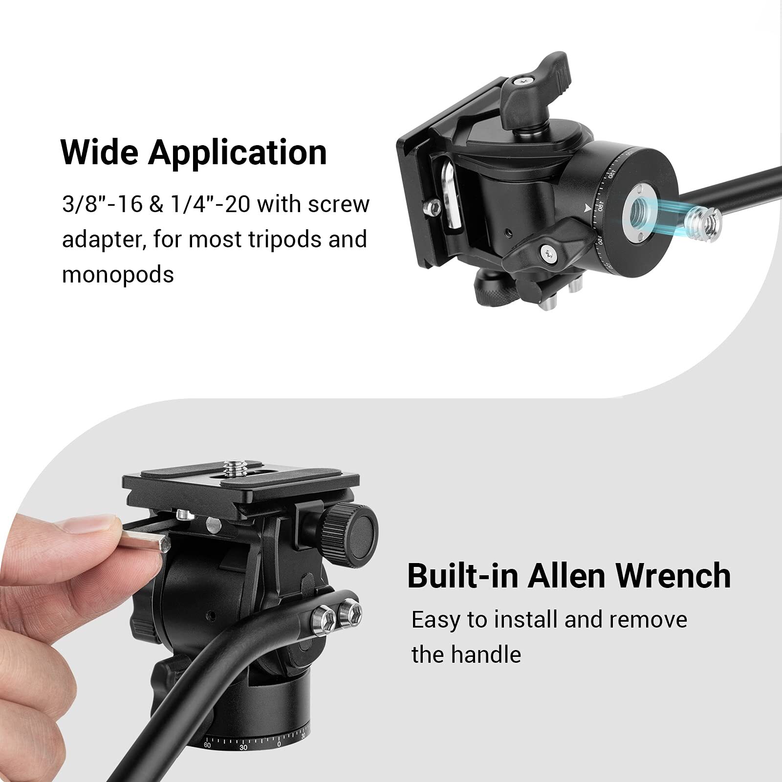 SmallRig CH3 Camera fluid Video Head with Detachable Handle, Max payload 3kg