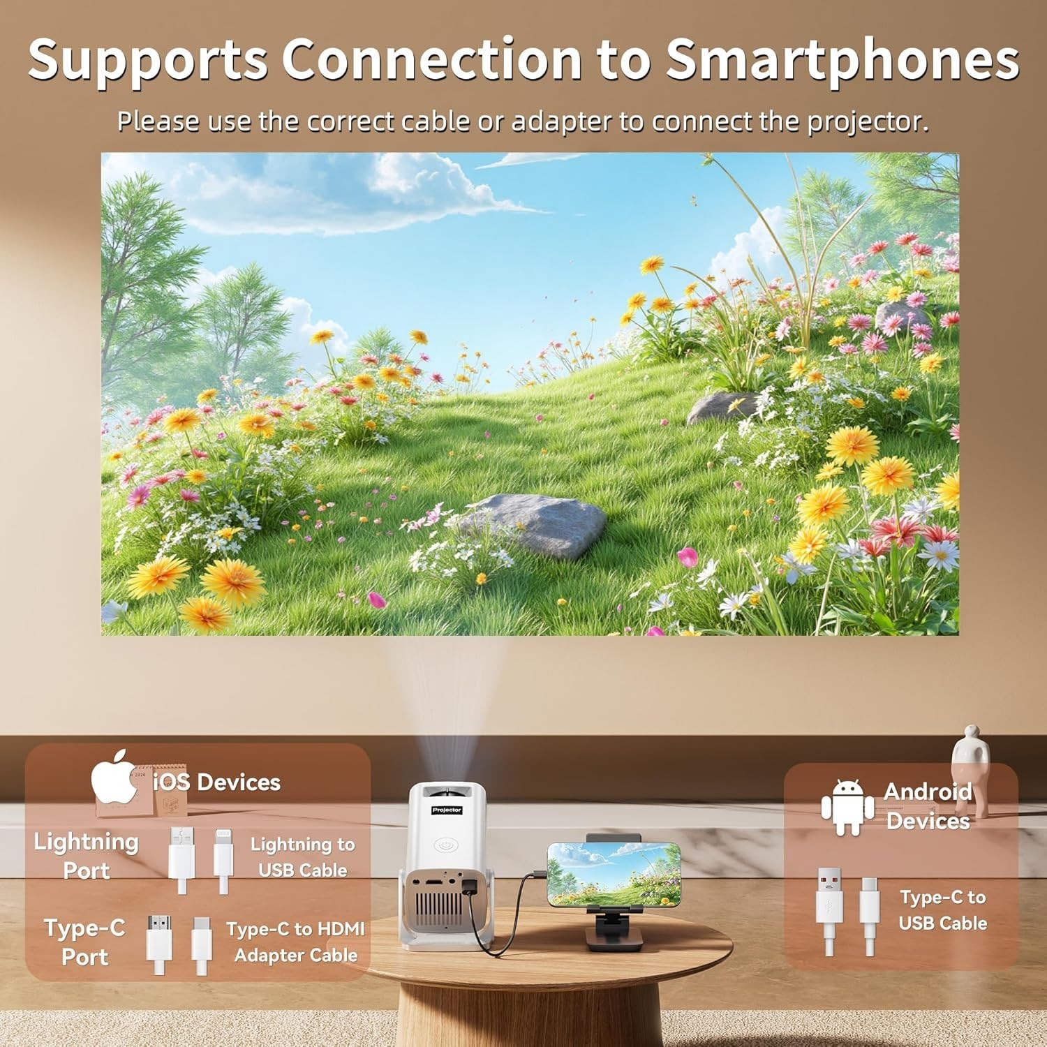 Lightweight Mini Projector with Built-in Speaker & Electric Keystone Correction