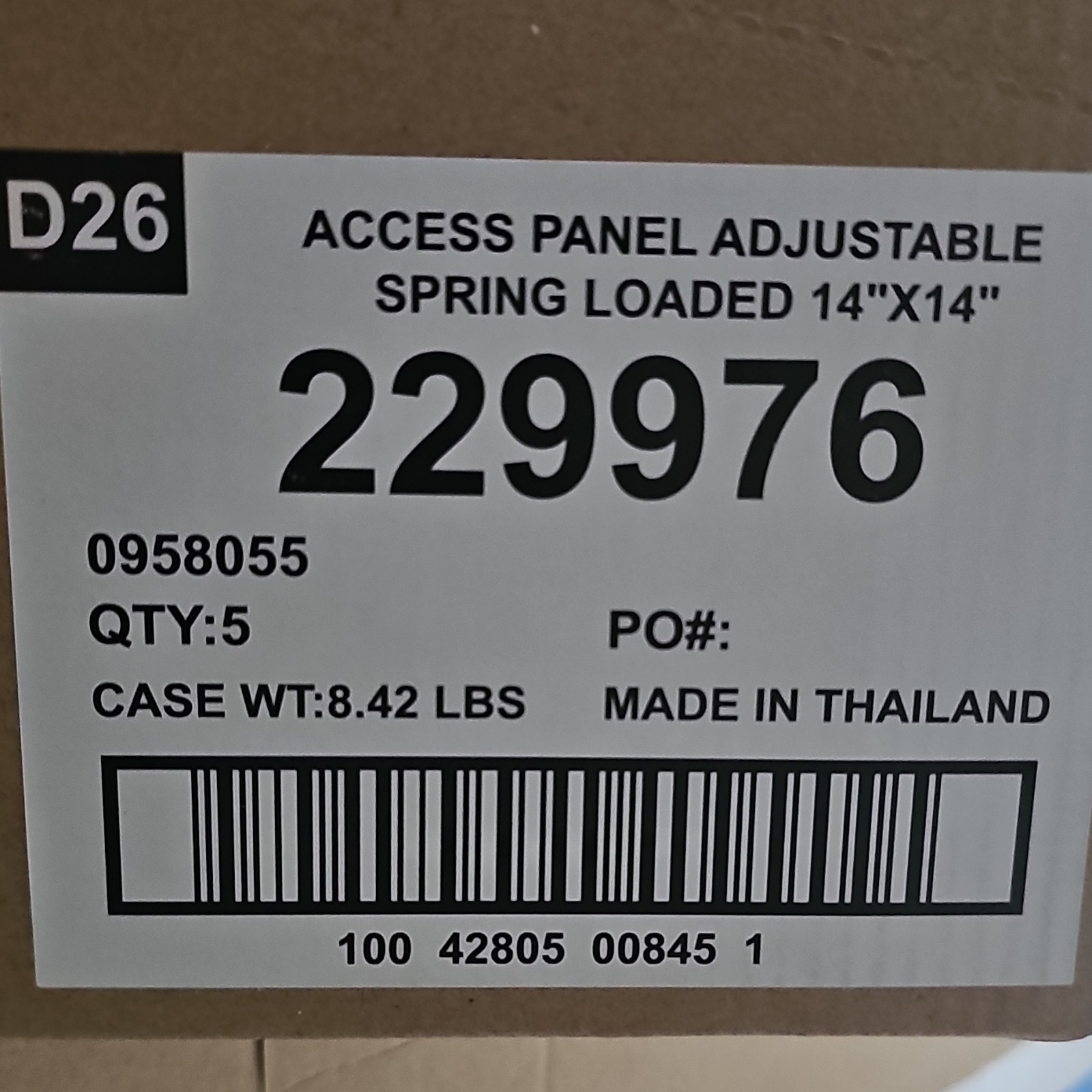 14x14" Adjustable Spring Loaded Plastic Access Panel