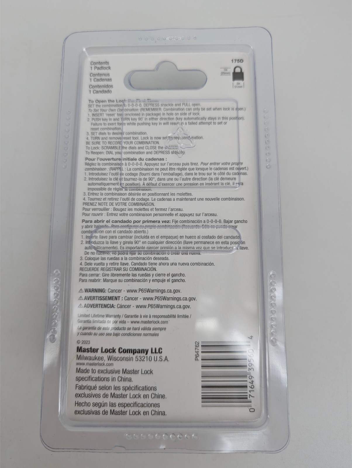 Master Lock 175D Combination Padlock
