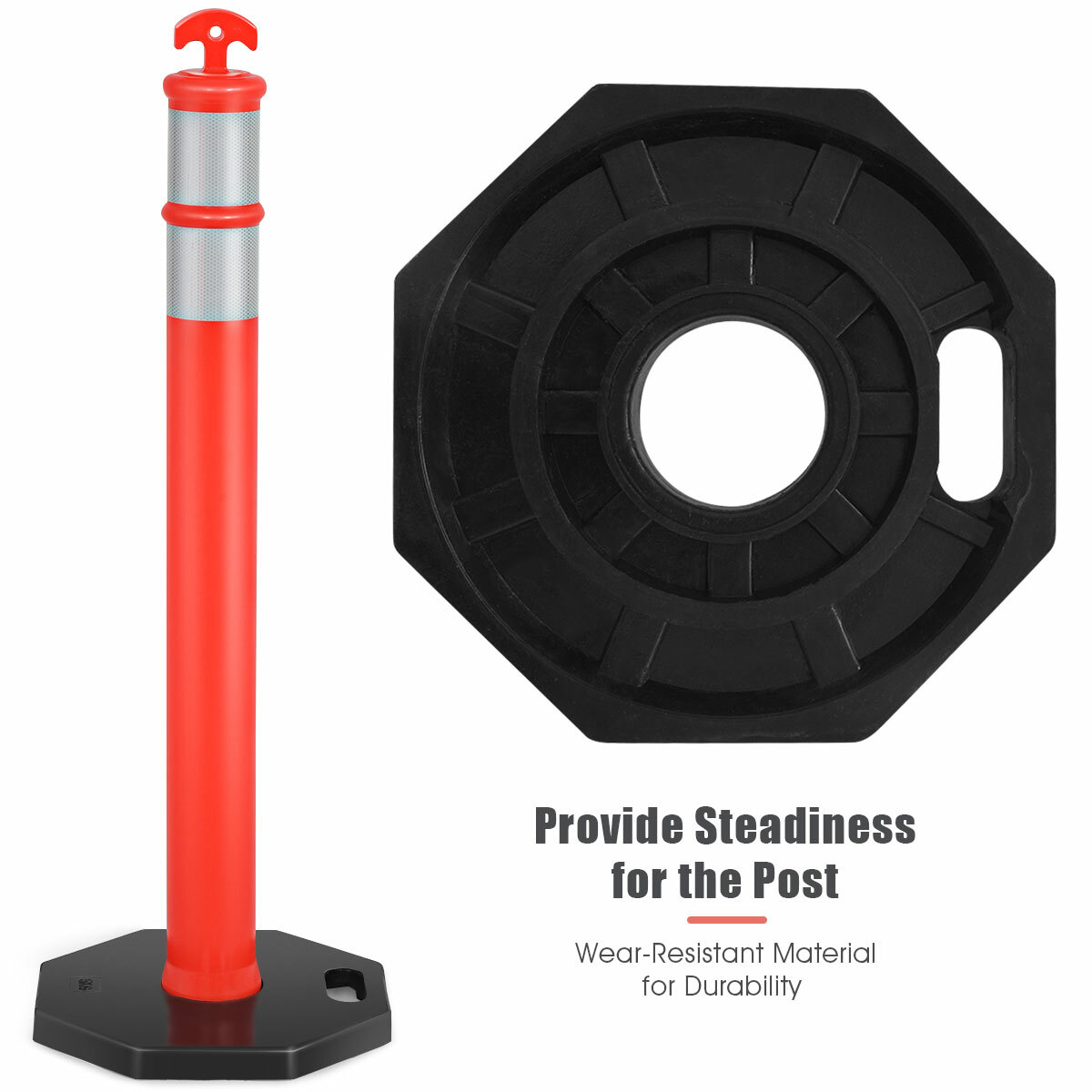 Ironmax 6 Pack 45" Traffic Delineator Post Cone w/ Rubber Base Reflective Bands