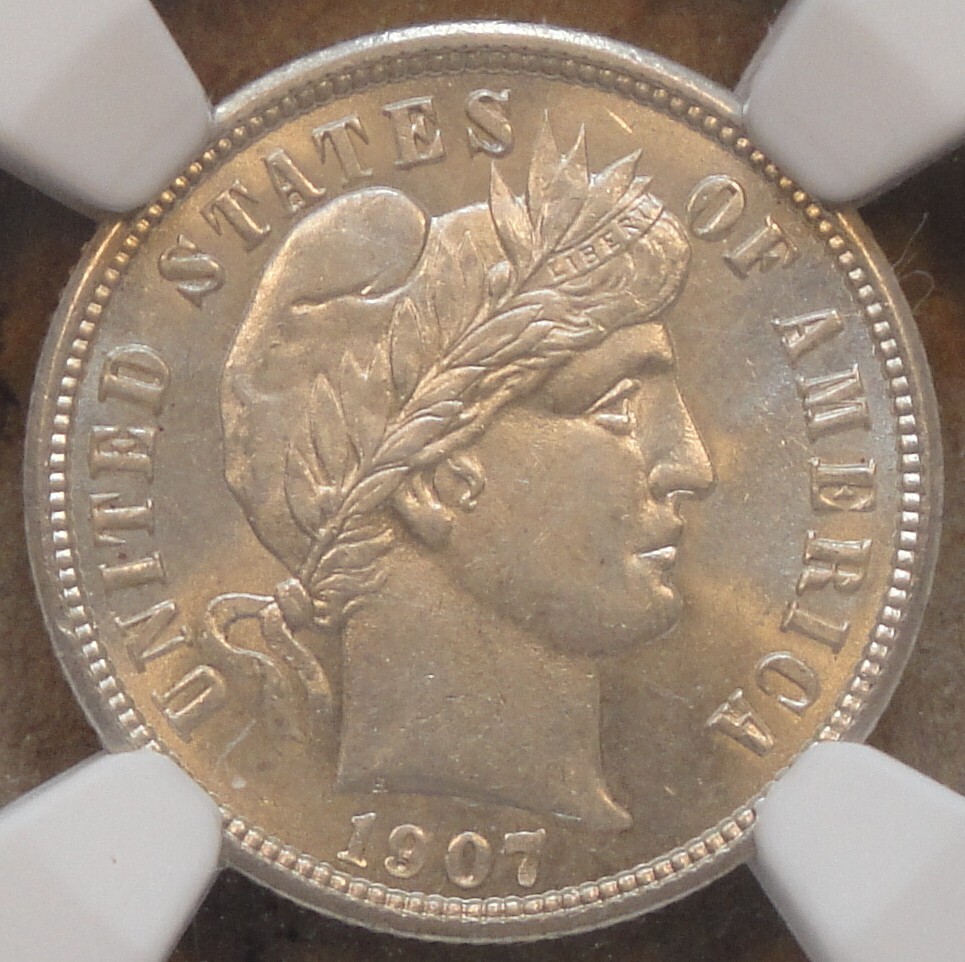 1907 Barber Dime 10c NGC Certified MS62