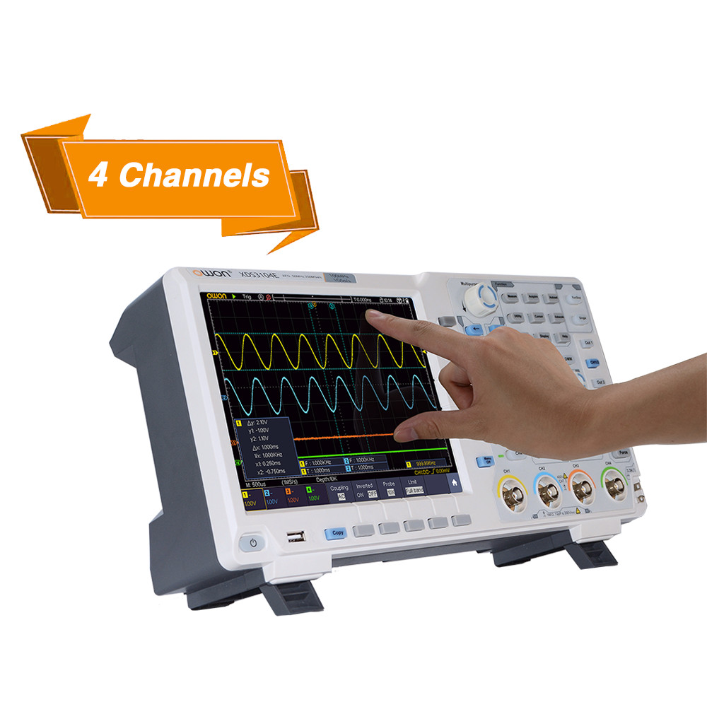 OWON XDS3204E Oscilloscope 200Mhz 4Ch 45,000 wfms/s + Decoding Kit+DMM+VGA+AG21