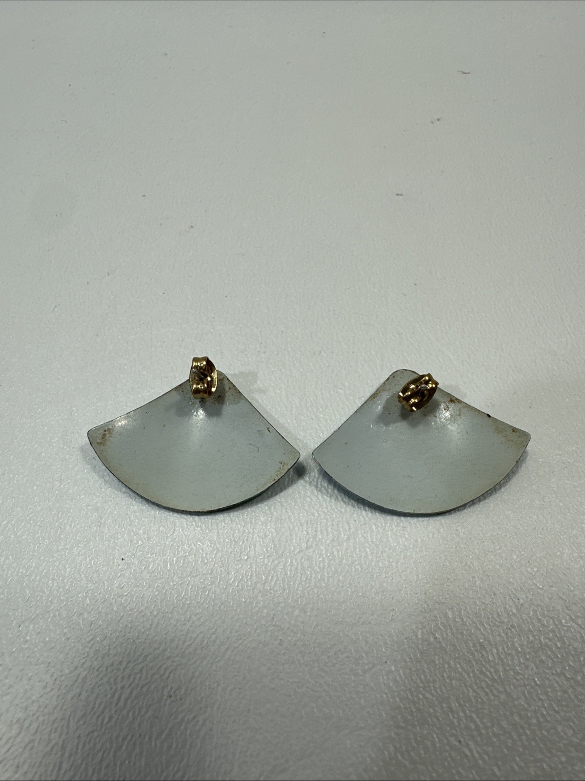 Vintage Triangular Teal Geometric Abstract Statement Earrings Jewelry