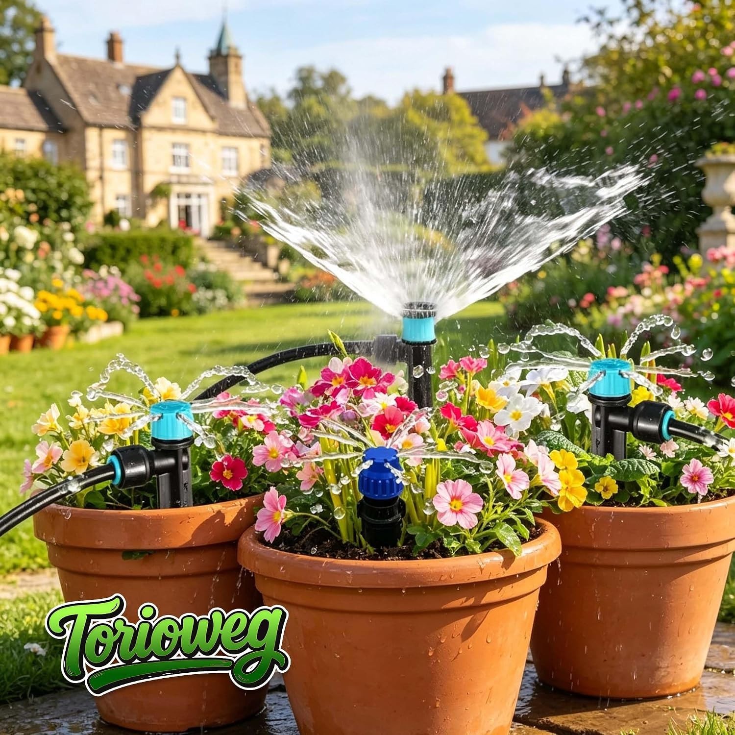 Complete 230FT Garden Watering Kit with Rustproof Brass Connector & Emitters