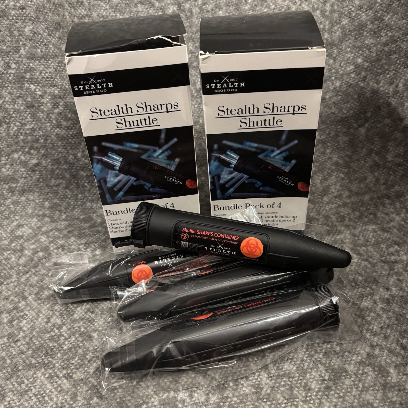 2x Stealth Bros & Co Sharps Shuttle Bundle Pack of 4 Diabetic Needles Diabetes