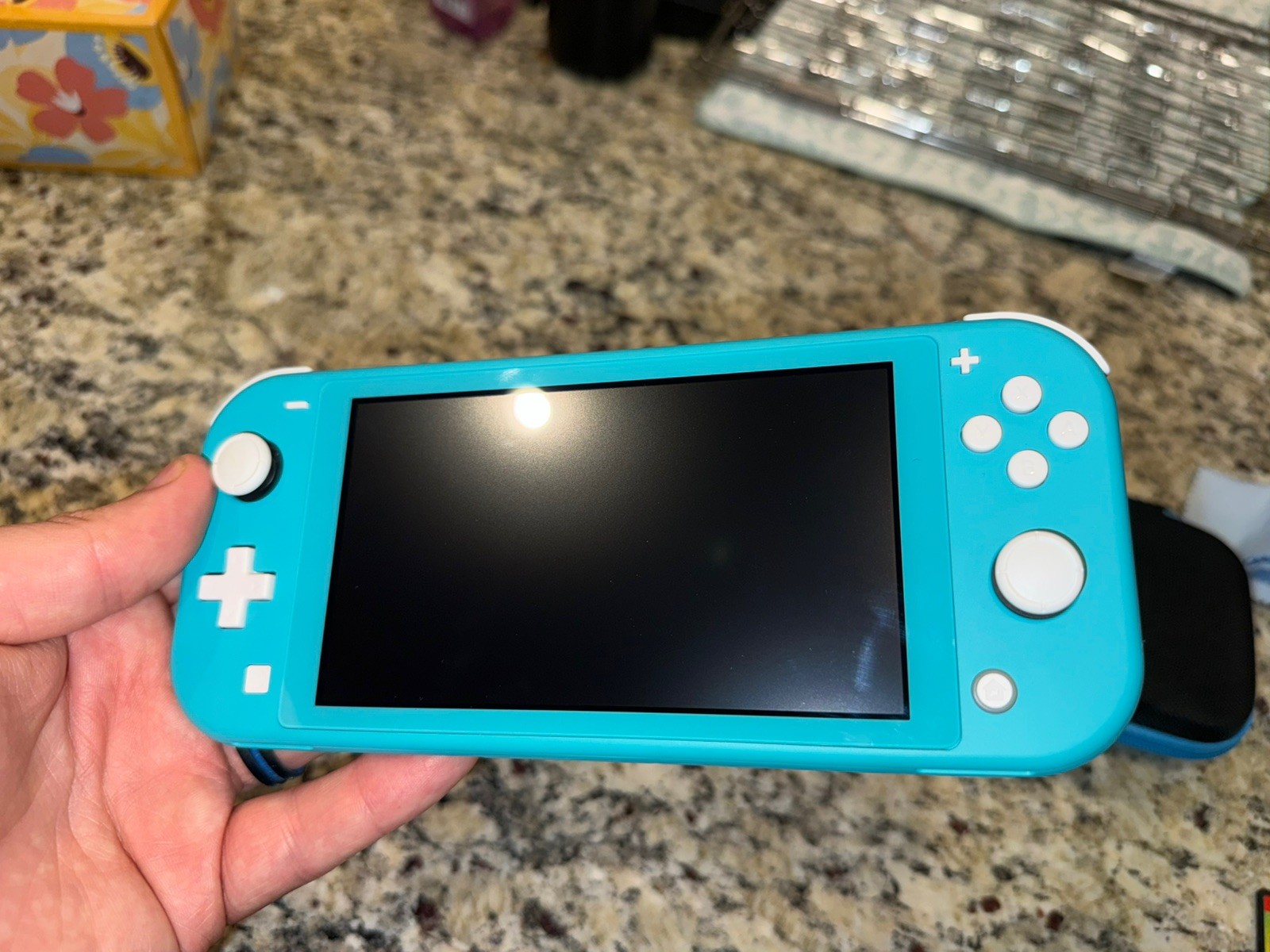 Nintendo Switch Lite Turquoise Handheld Console, Carrying Case, & Game W/Charger