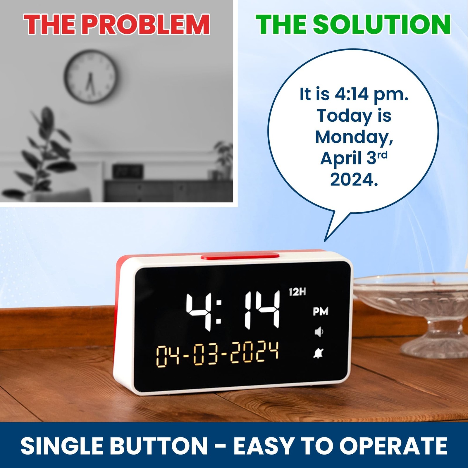 Talking Clock - Extra Loud Time and Date - for Elderly, Dementia, Hearing or ...