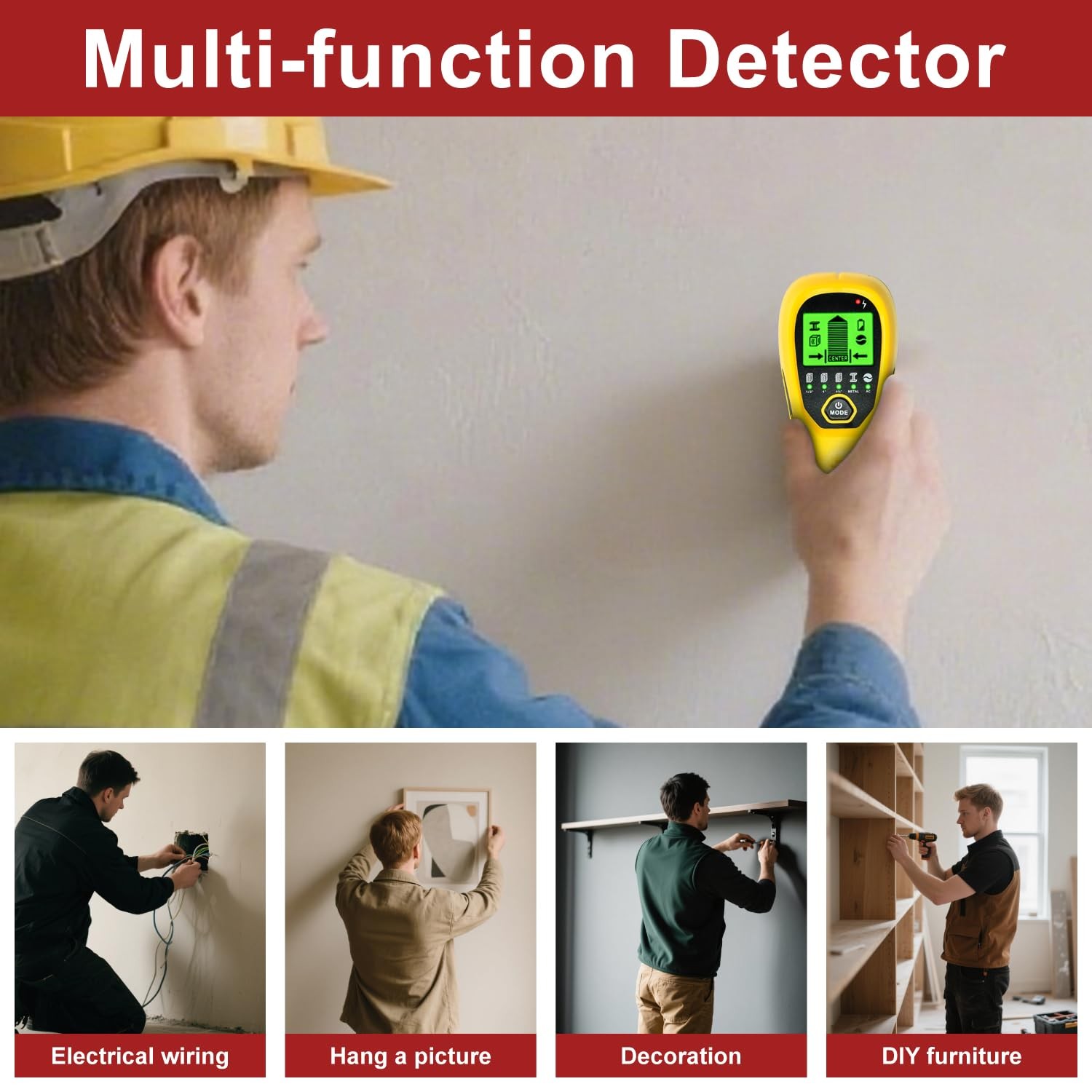 Multi-Surface Stud Detector | 5-in-1 Wall Scanner with HD LCD & Precision Sensor