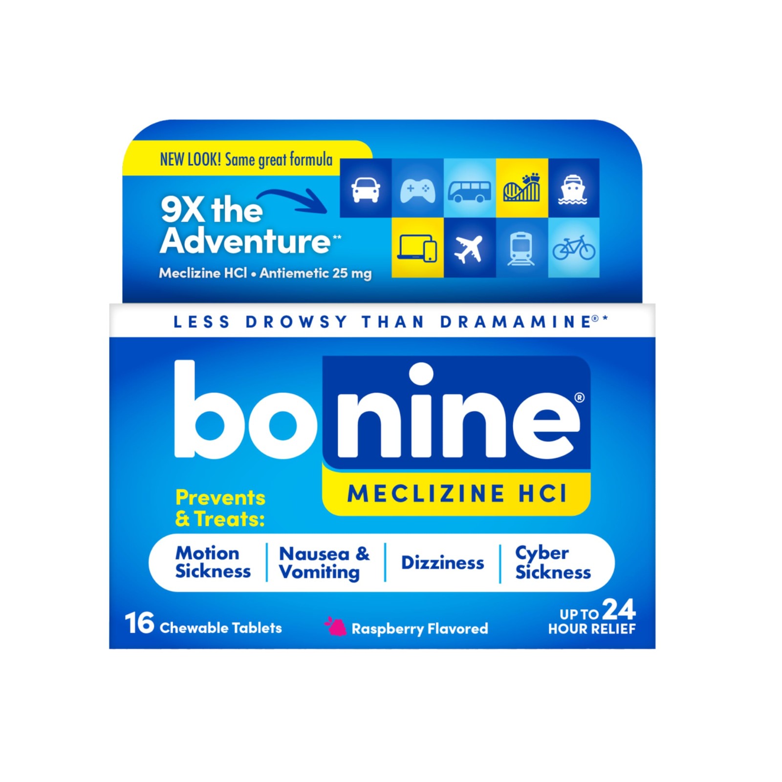 Bonine Meclizine HCl Motion Sickness Relief, 16 Count (Pack of 1), Multicolor
