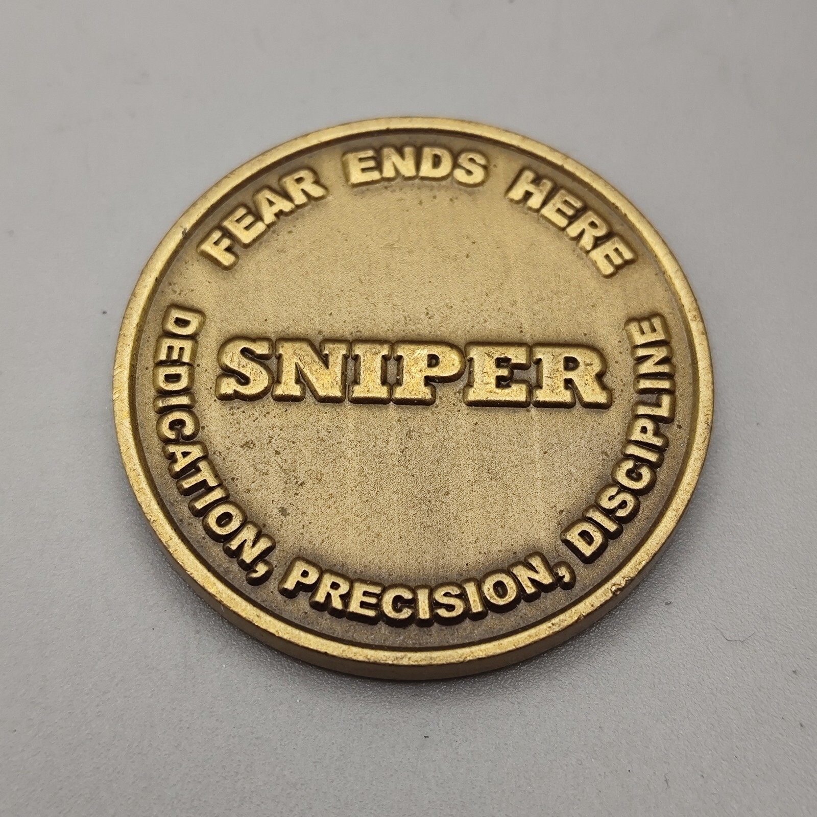Fear Ends Here Dedication Precision Discipline Challenge Coin