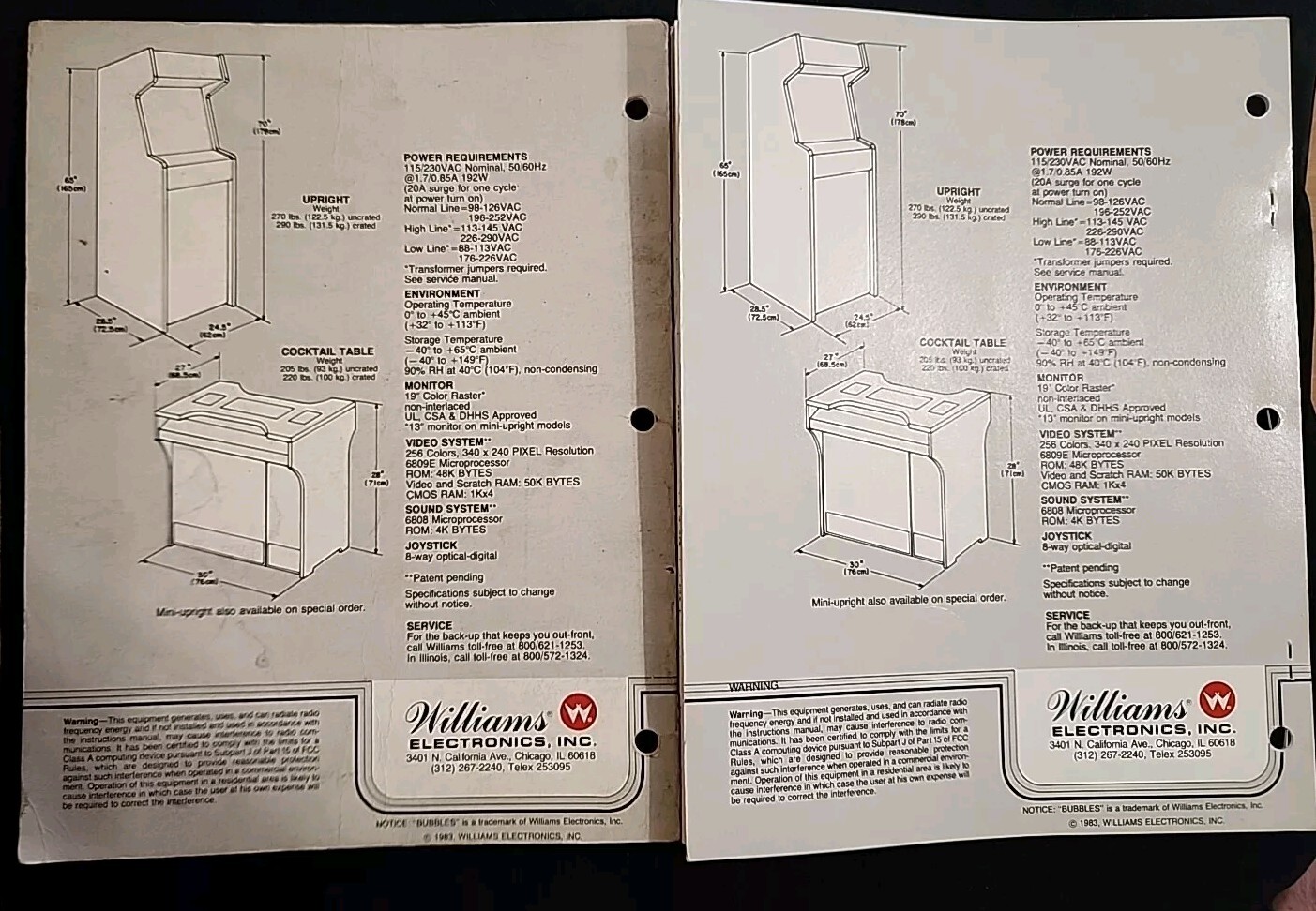 Bubbles Arcade Game Instruction Manual & Drawing Set Repair Schematics 1983