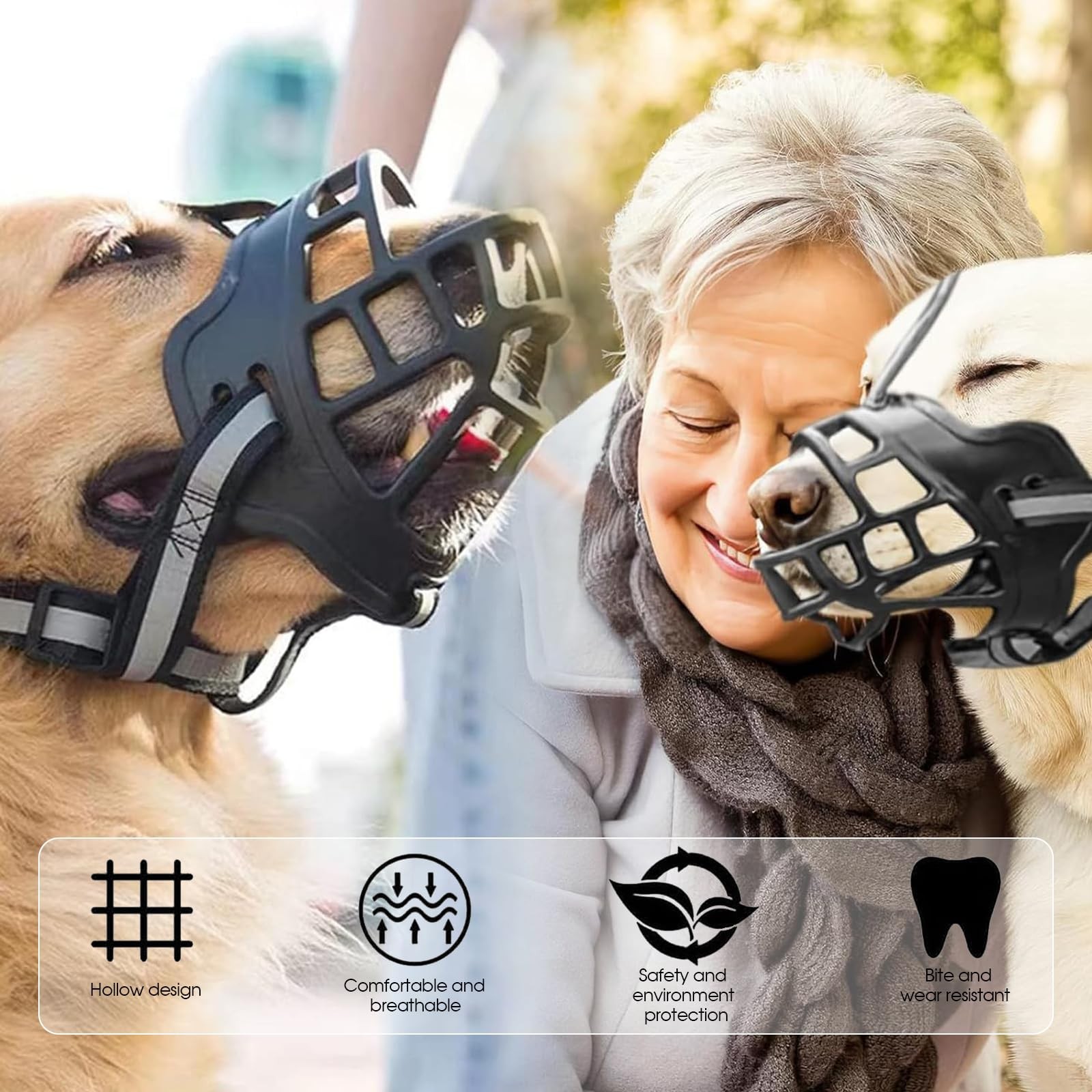 Dog Muzzle, Breathable Basket Muzzles for Medium Large Sized Dogs, Adjustable...