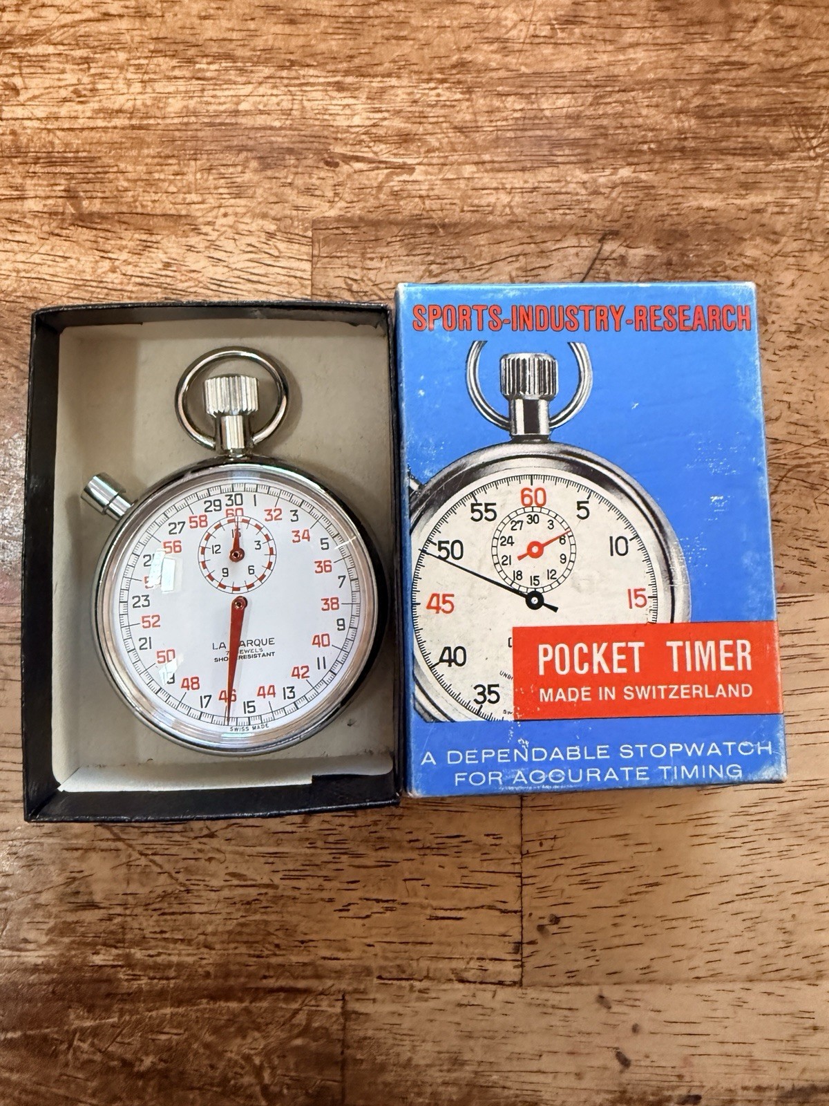 Vintage Stop Watch Swiss Made La Marque 7 Jewels Shock Resistant Mechanical
