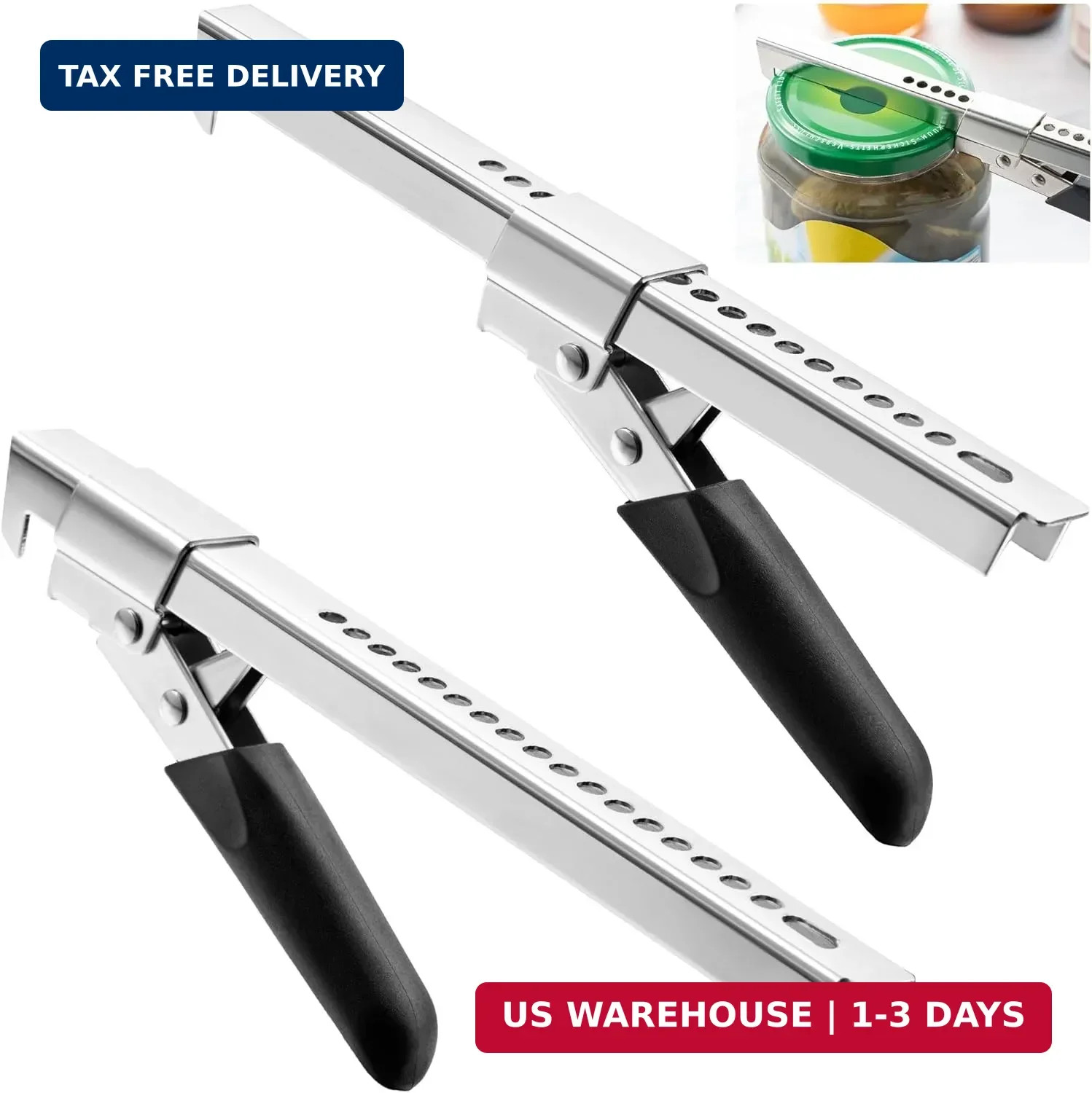 Dreyoo 2 Pack Adjustable Jar Can Opener, Multifunctional Stainless Steel Can Ope
