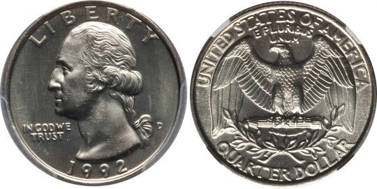 1992 D  Washington Brilliant Uncirculated Quarter ~ Choice Coin from Bank Roll