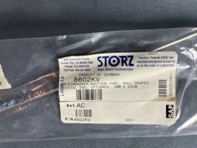 Karl Storz 8602KV Kleinsasser Suction tube upturned ball shaped 3mm brand new