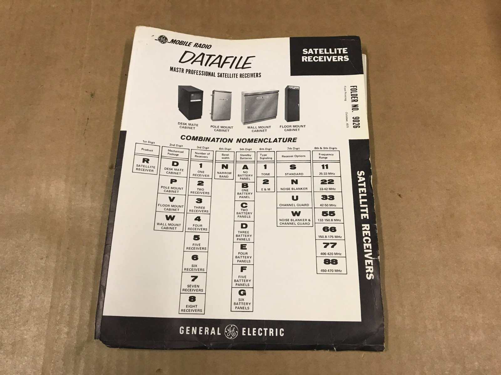 Vintage GE Mobile Radio Datafile Satellite Receivers Manual - Folder No. 9026