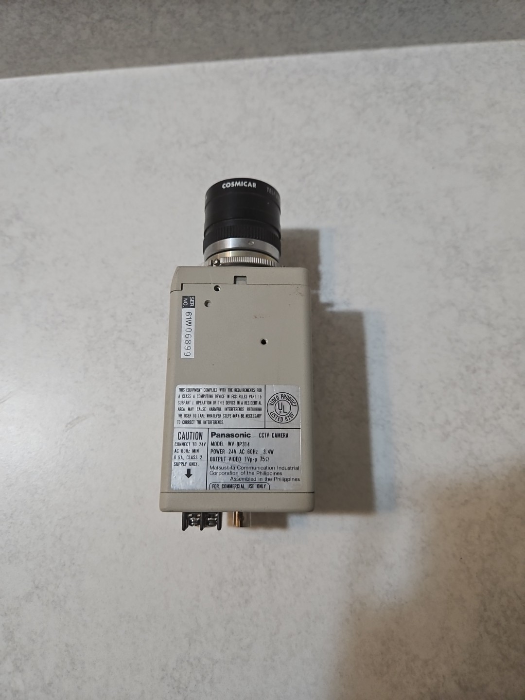 Panasonic CCTV Camera Model No. WV-BP314 Power 24 V AC 60 Hz 3.4 W