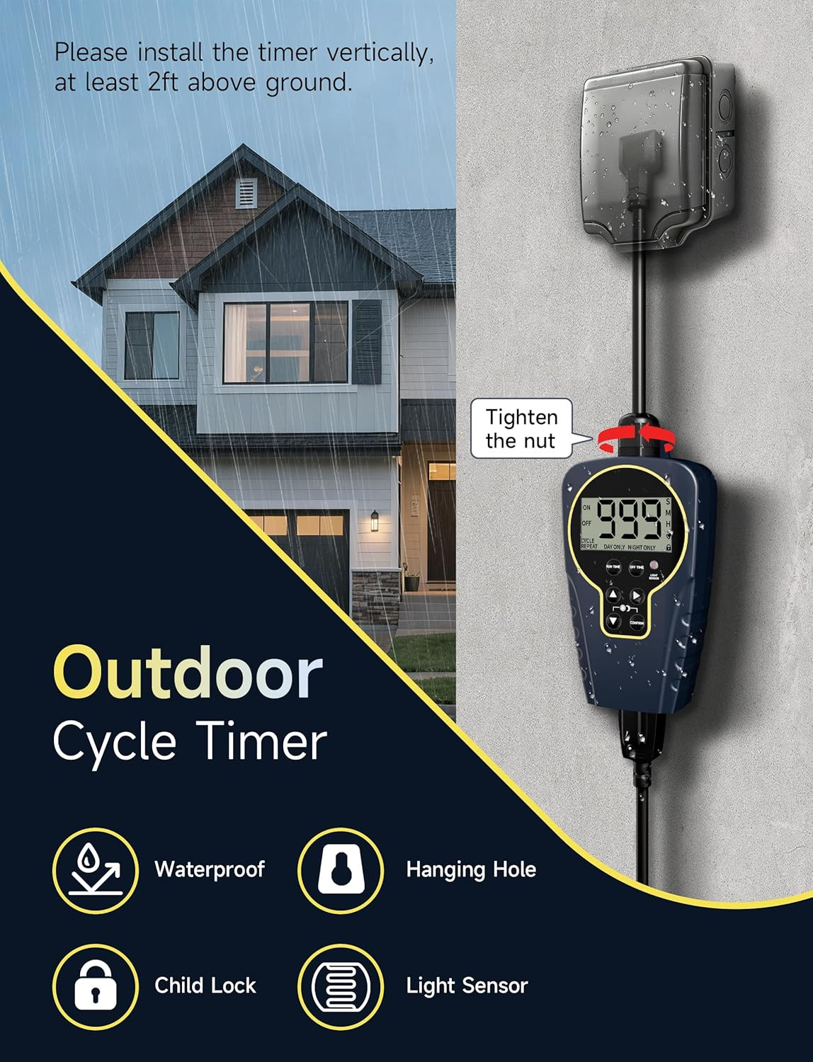 Techbee 1 S to 999 H Short/Long On-Off Interval Repeat Cycle Timer Plug Outlet w
