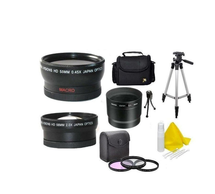 Accessory Kit (Wide Tele Filters Tripod) for Canon PowerShot G12 G11 G10