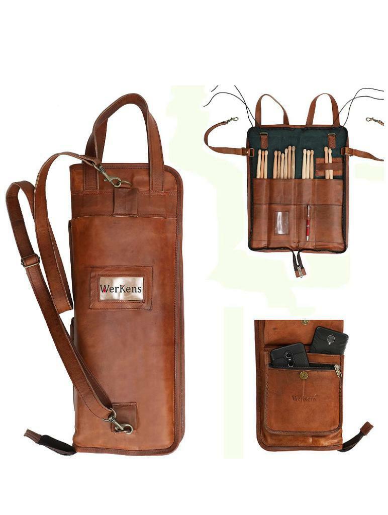 Drum Stick Bag Leather Drumstick Case Percussion Drummer Gift Shoulder Strap NEW