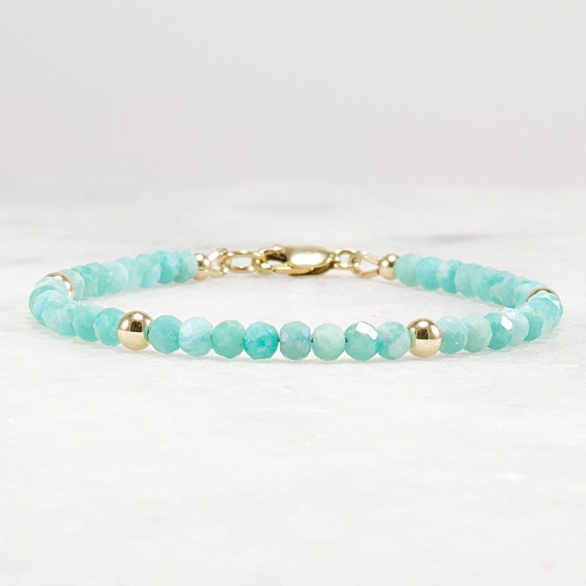 Amazonite Bracelet 4mm Faceted Gemstone Gold Filled Sterling Silver