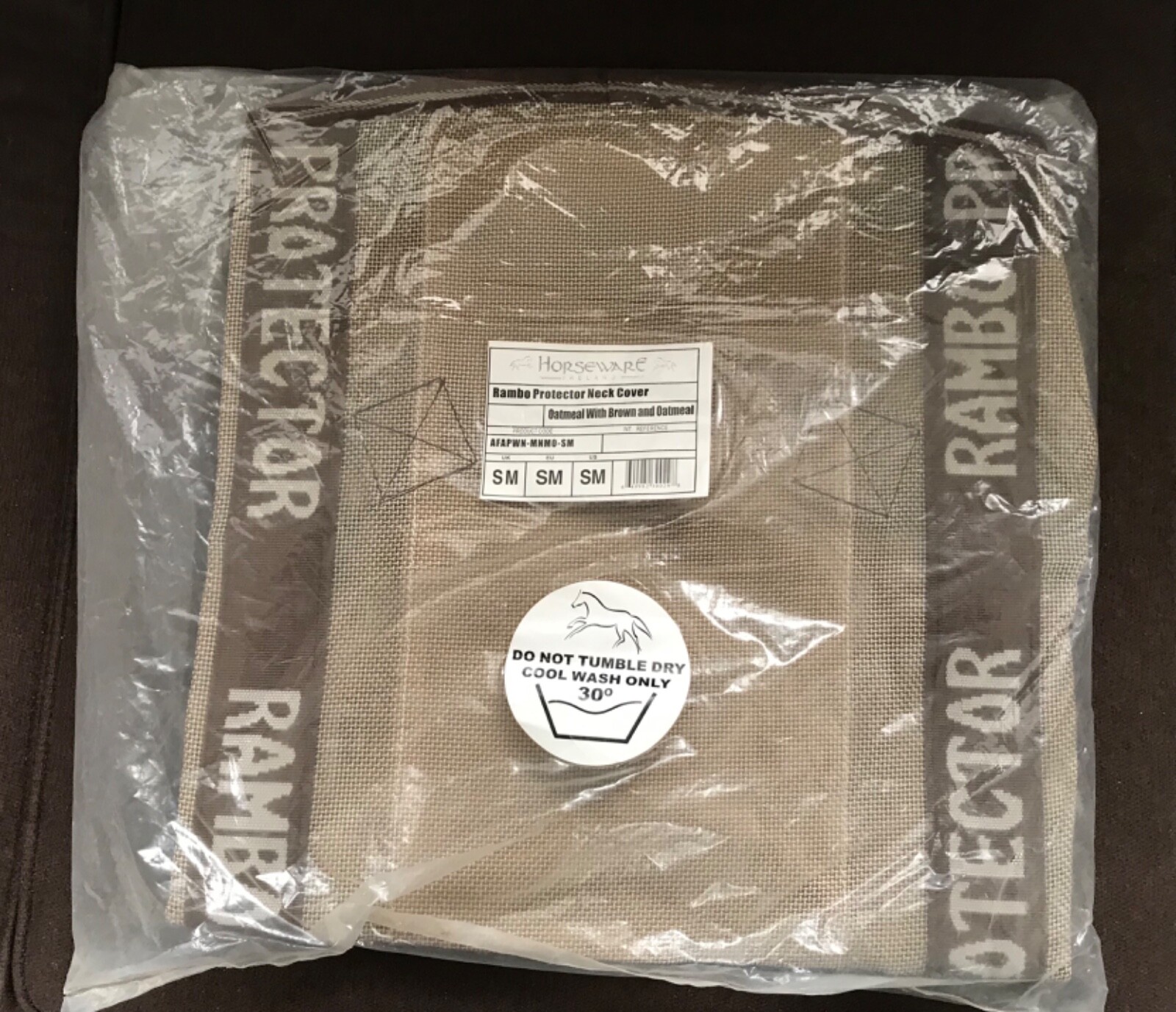 Horseware Ireland Rambo Protector Neck Cover ~ Oatmeal w/Brown ~ Small