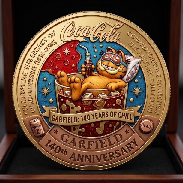 Garfield Coca Cola 140 Years Anniversary Gift Lovers  Commemorative Coin C261