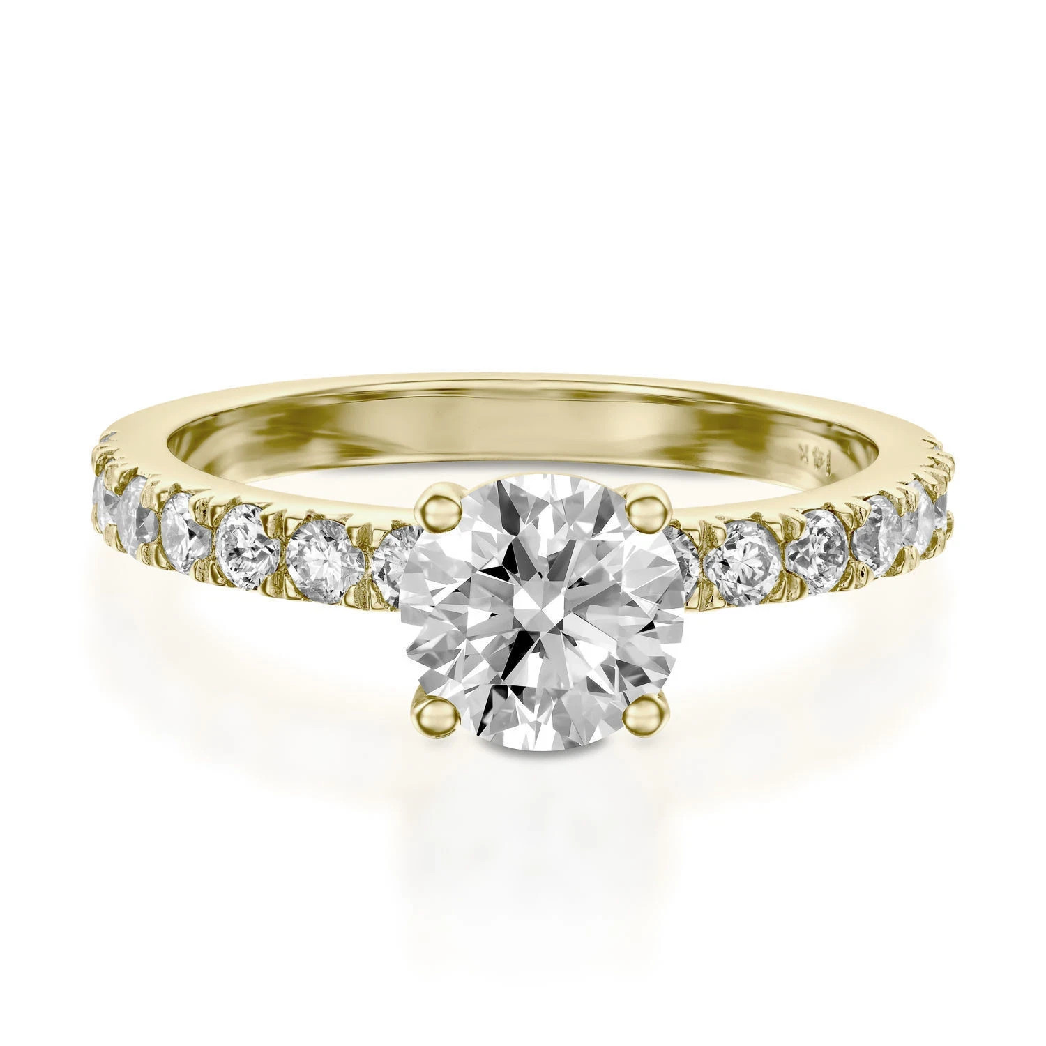 1.75 Ct Round VVS1 Diamond Lab-Created Engagement Ring 14K Yellow Gold Plated