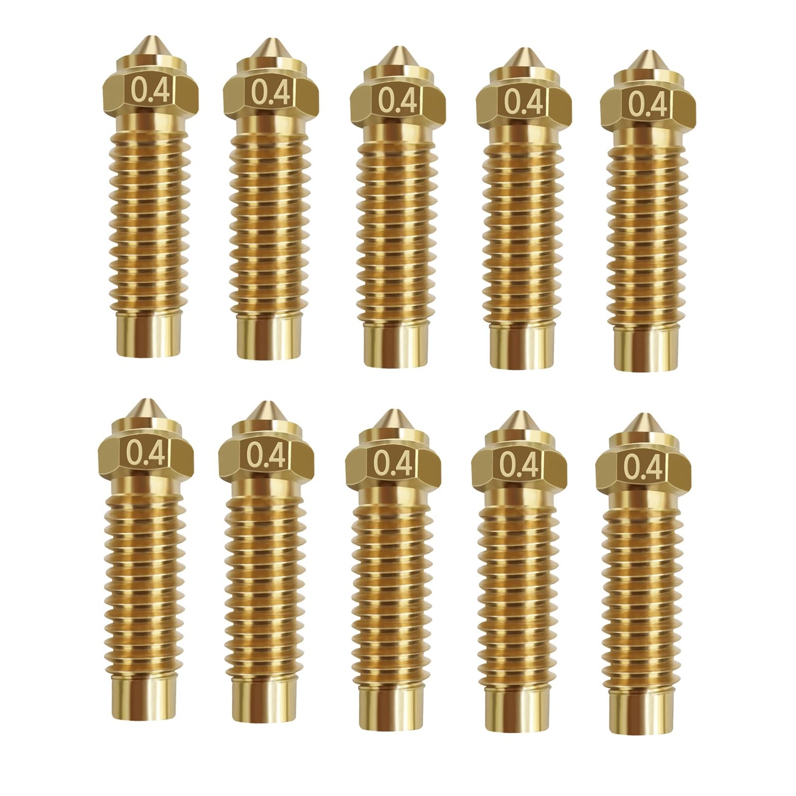 Brass Nozzles Kit 0.4mm 3D Printer Filament Feed M6 Thread Extruder Print 10 Pcs