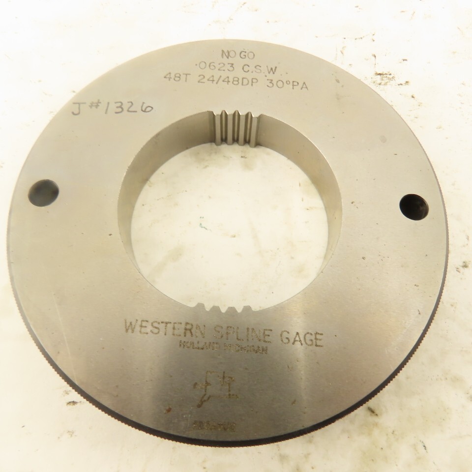 Western Spline 48T 24/48DP 30-¦PA NO GO Ring Gauge .0623CSW