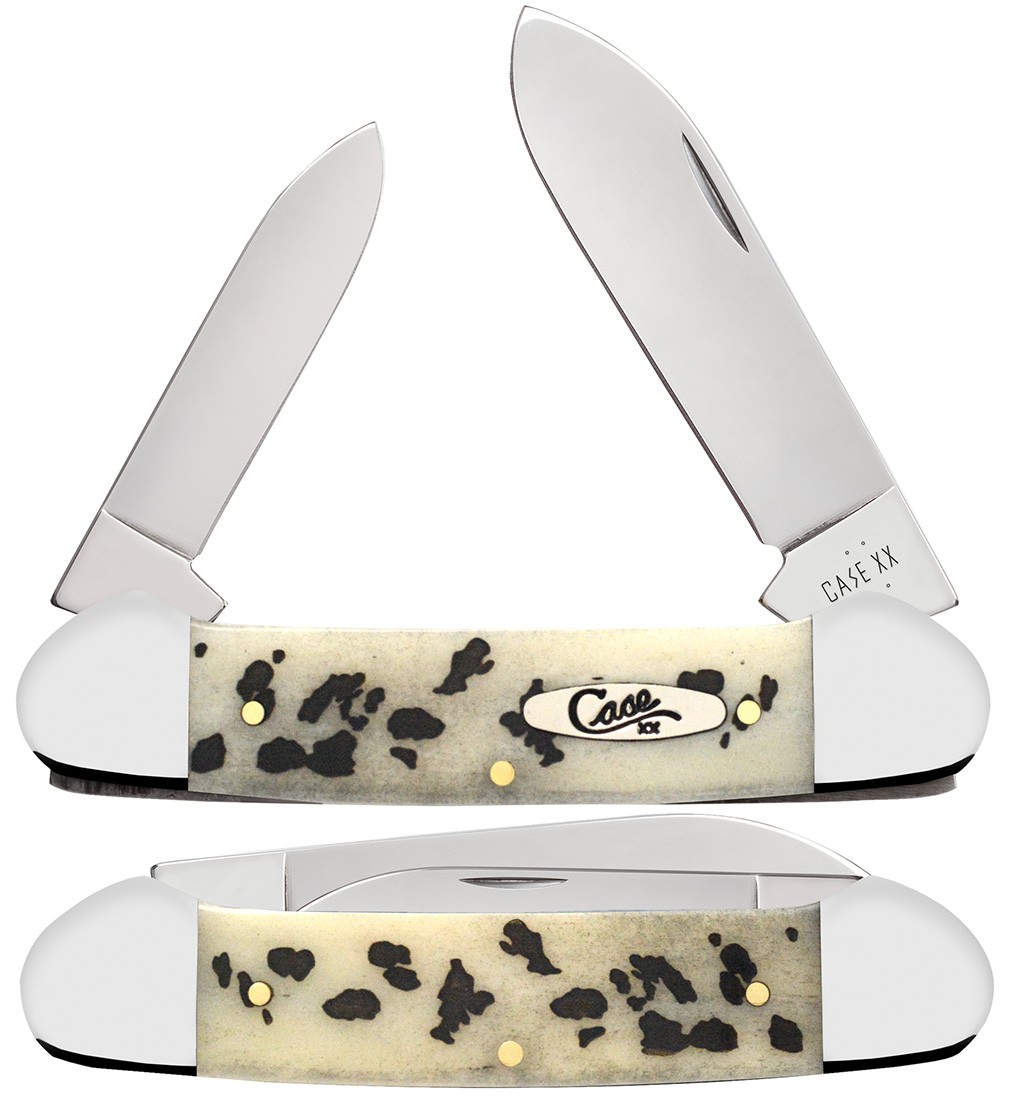 Case XX Knives Cow Print Series Canoe Item #224354 (62131 SS) 3 5/8 Length Close