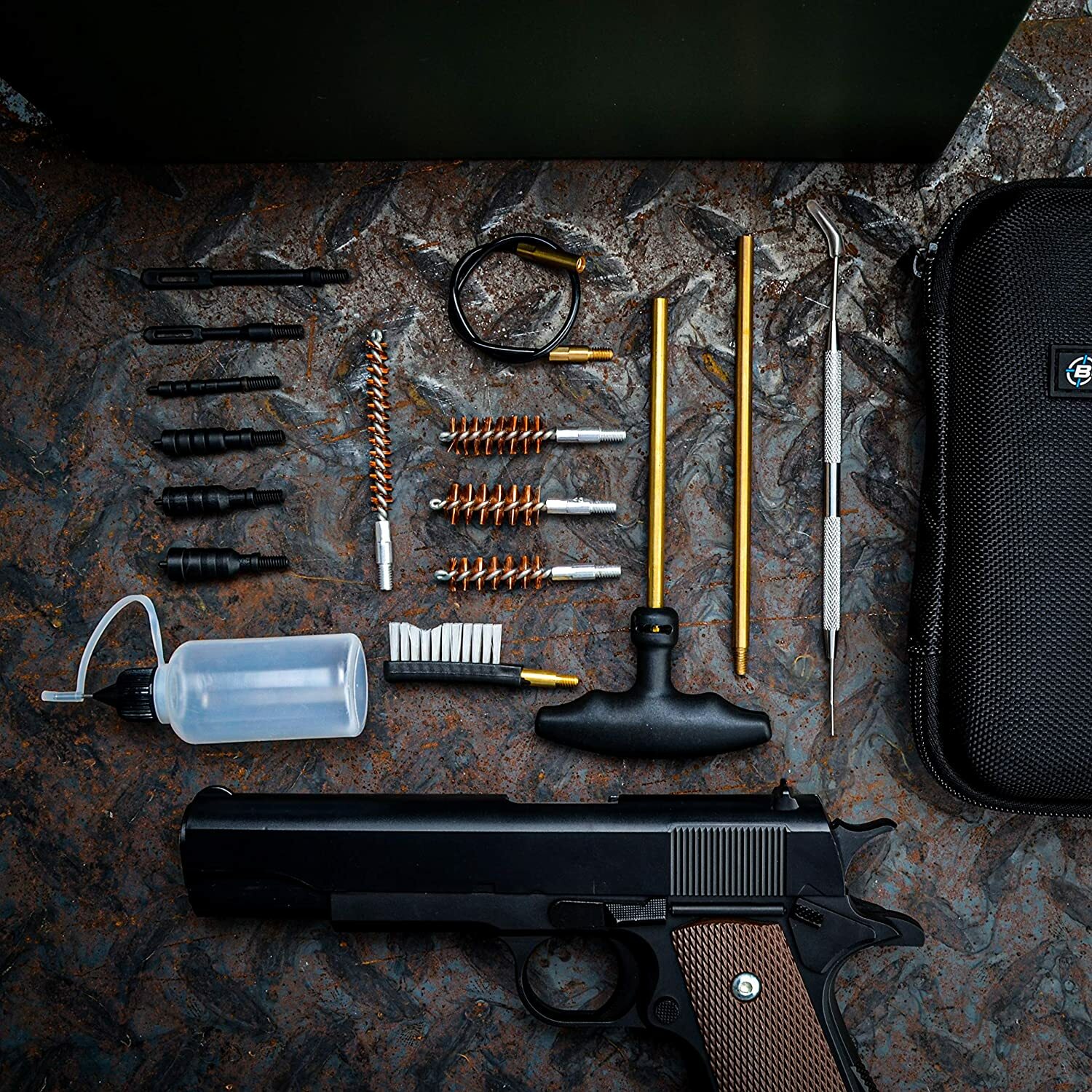 Pistol Cleaning kit .22.357.38 9mm.45 .40 Caliber Cleaning Tools Oil Bottle