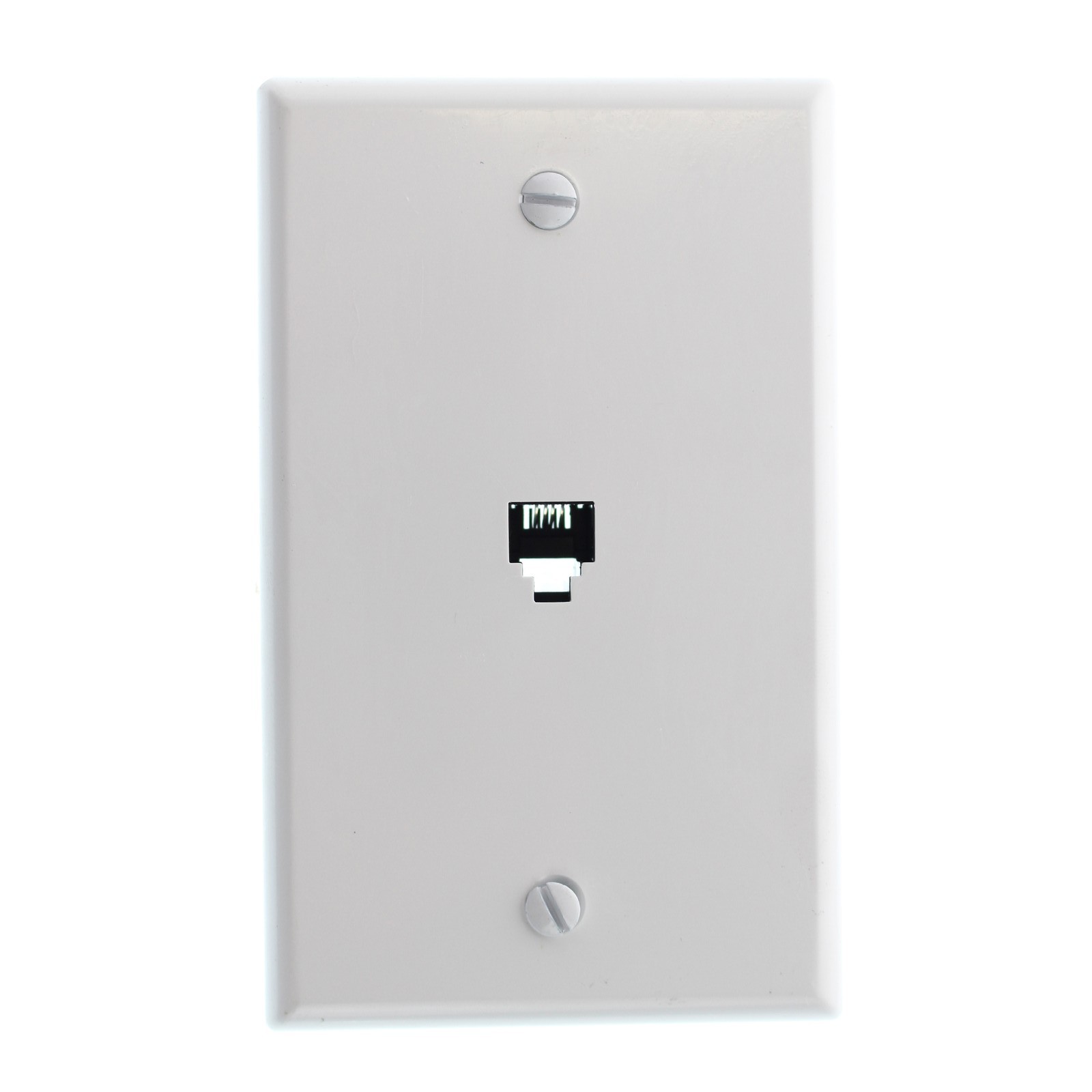 LEVITON 40249-W SMOOTH FACE STANDARD TELEPHONE WALL JACK, 6P 4C, WHITE