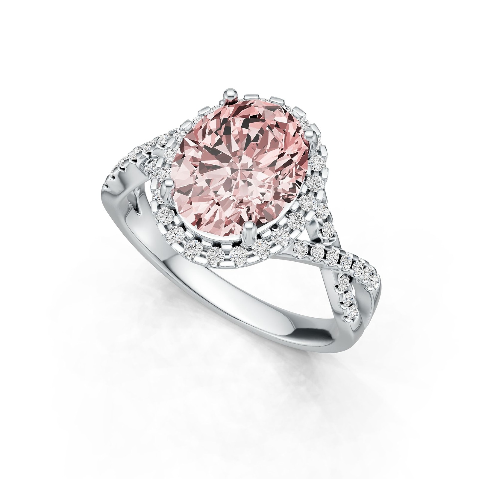 Sterling Silver Semi Mount Ring Setting Oval OV 10X8mm Halo with White Topaz