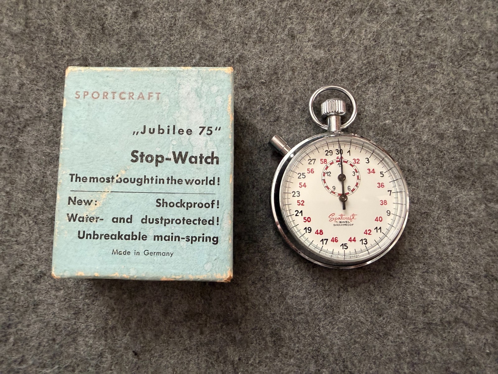 Made in Germany Sportcraft Vintage Mechanical Wind Up Stop Watch with the Box