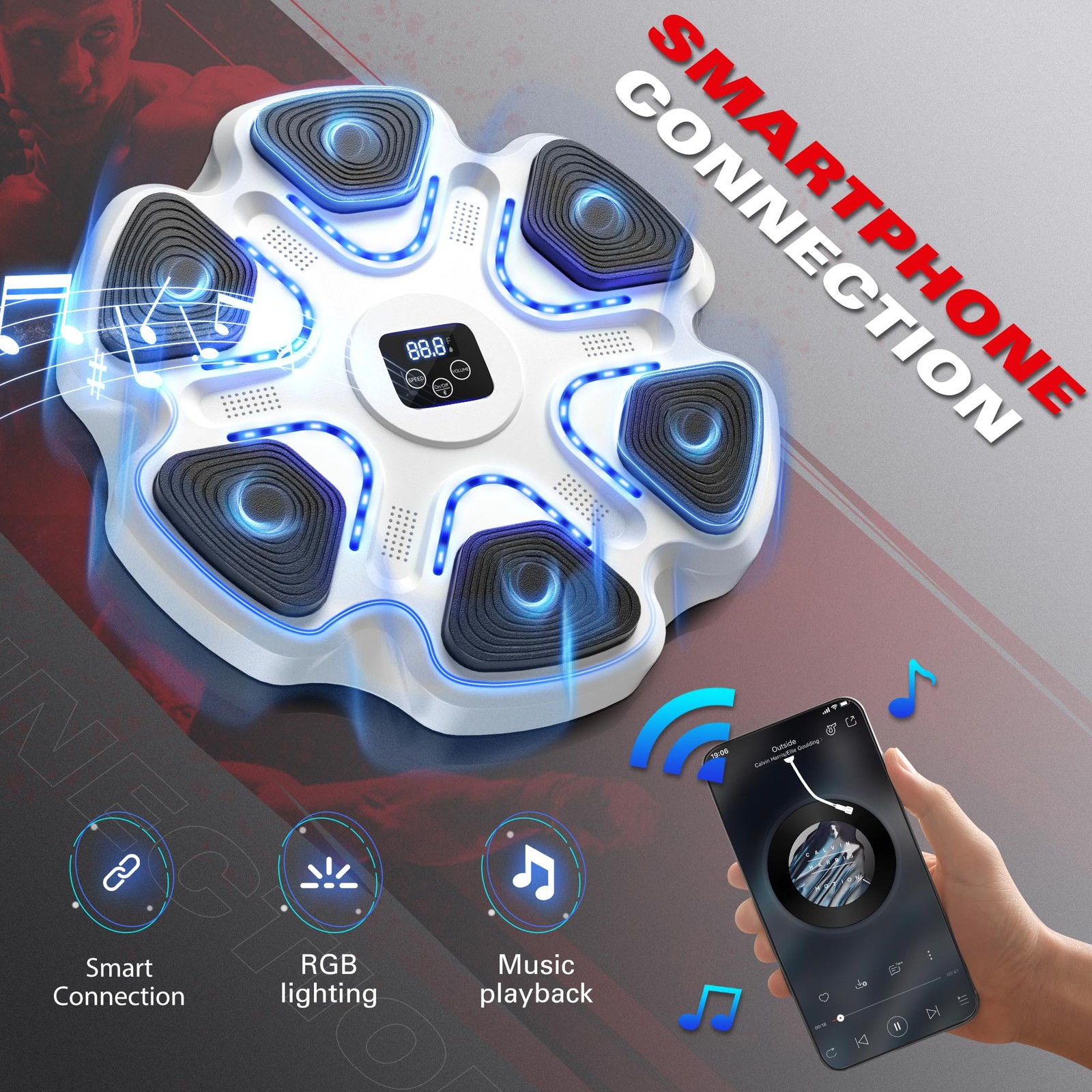 SPIEEK Music Boxing Machine with 9 Speeds & Modes for Adults, White