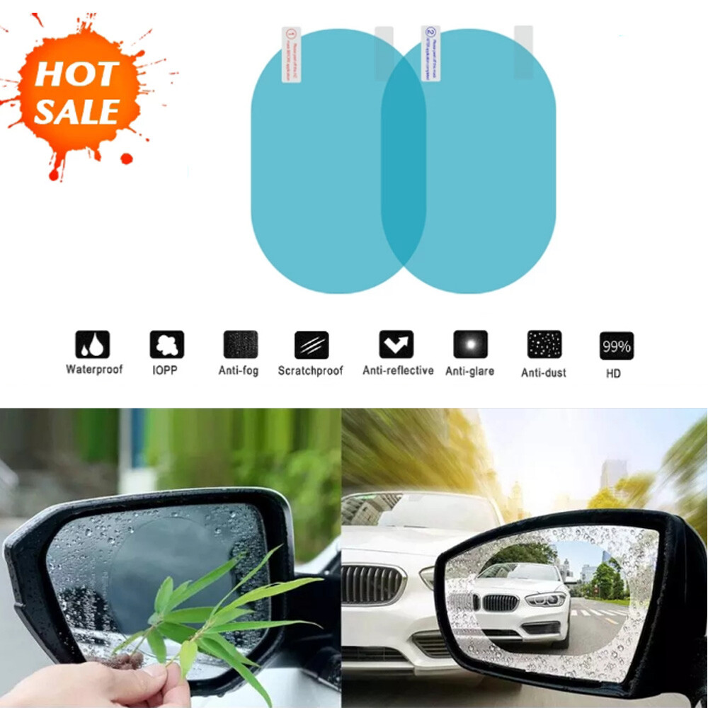 2Pcs Car Anti Water Fog Film Anti Fog Rainproof Rearview Mirror Protector Film