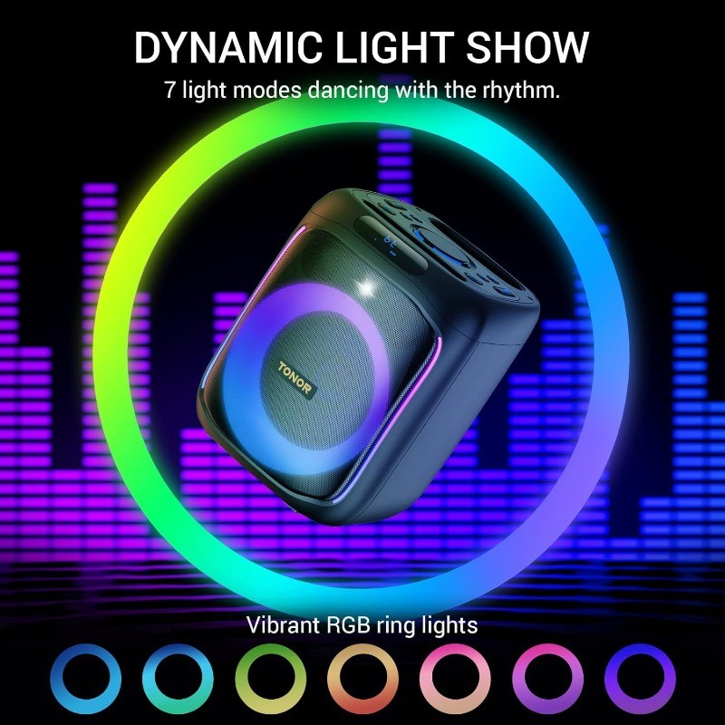 Karaoke Machine with 2 Wireless Microphones Portable Bluetooth and Speaker Light